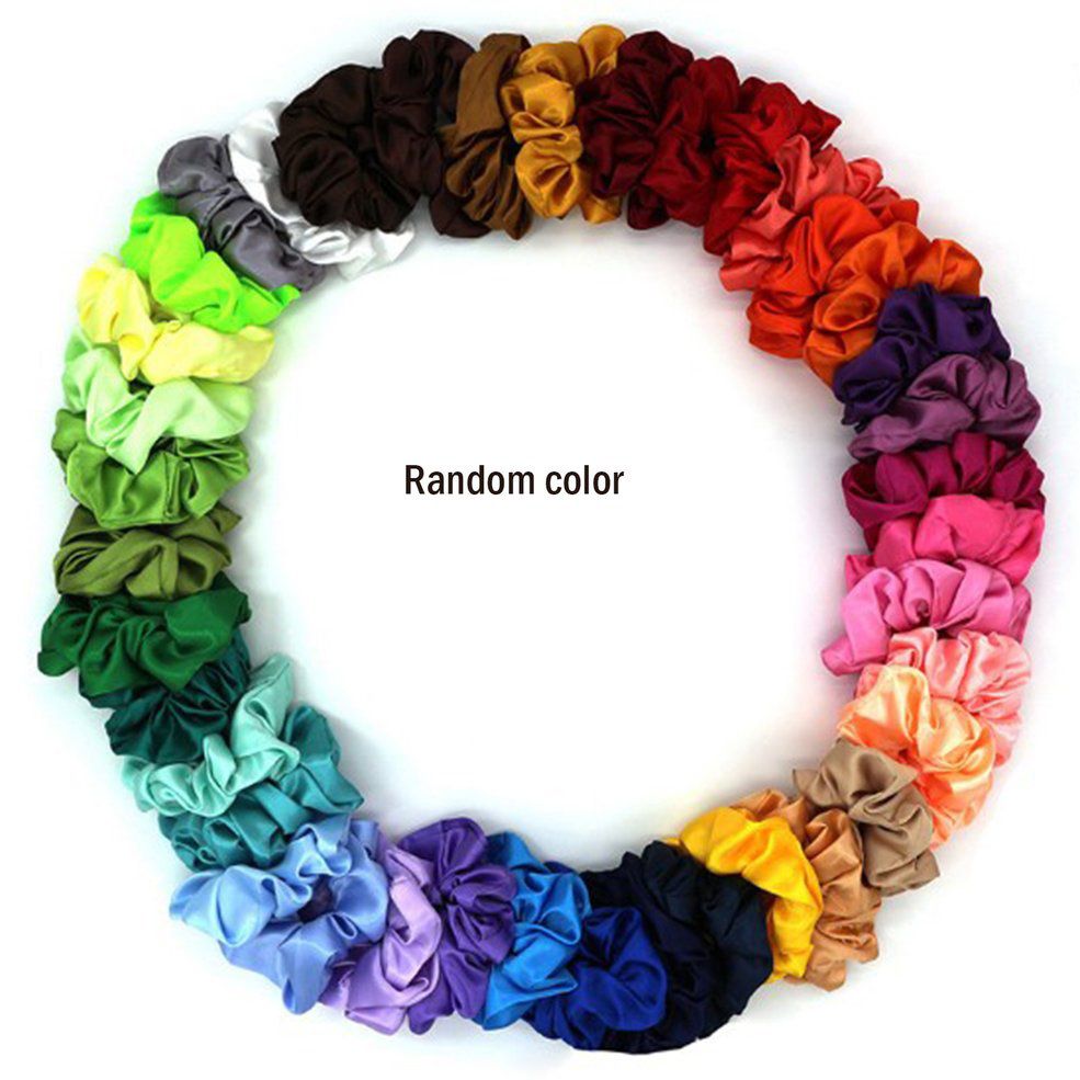 Solid Color Lattice Handmade Cloth Elastic Hair Ring Green Headbands