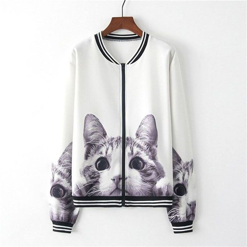 Exclusive Cat Printed Ladies Jacket - Winter Collection For Women - Jacket For Women