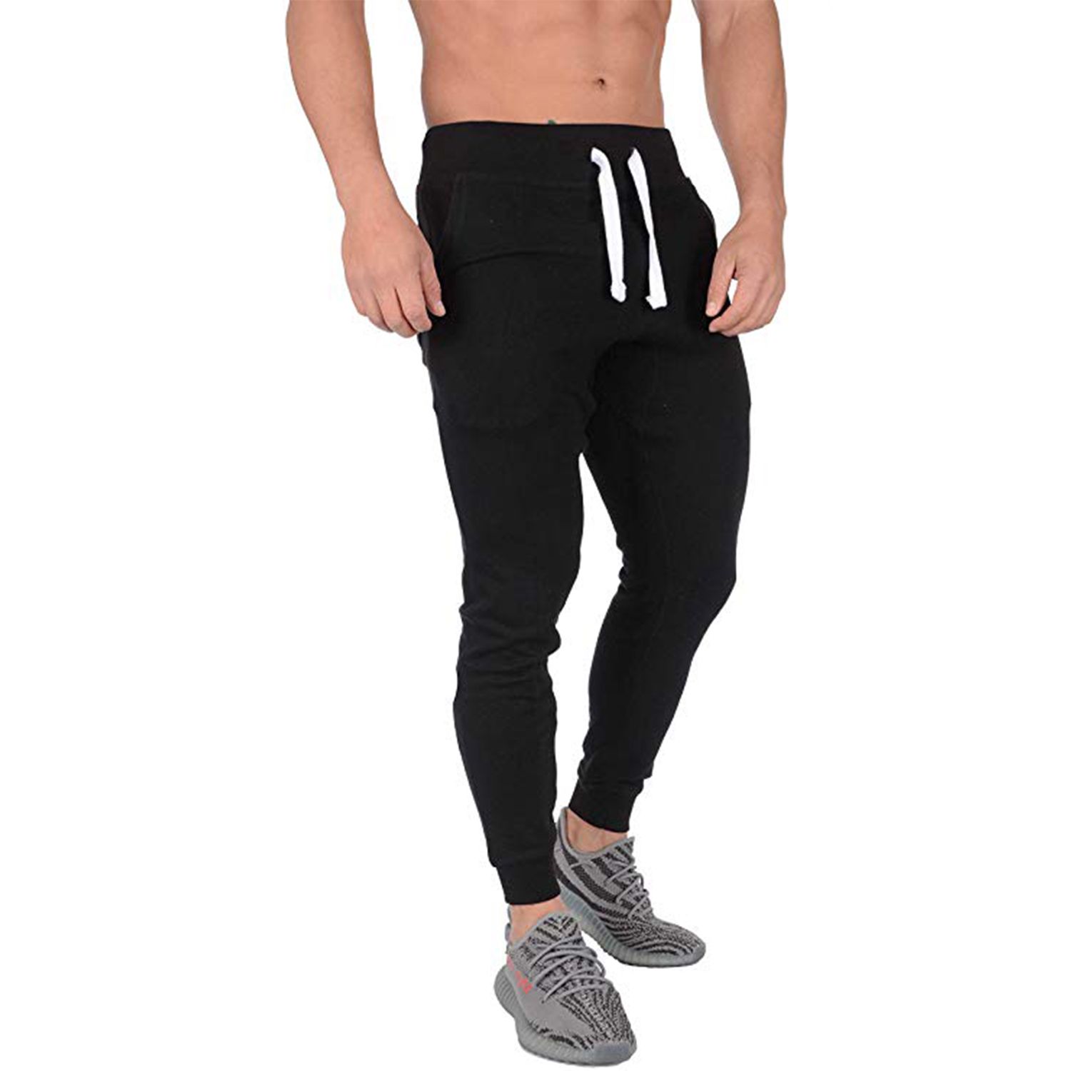 Slim-Fit Sweatpants / Joggers for Man - Deep Black - BW-5059