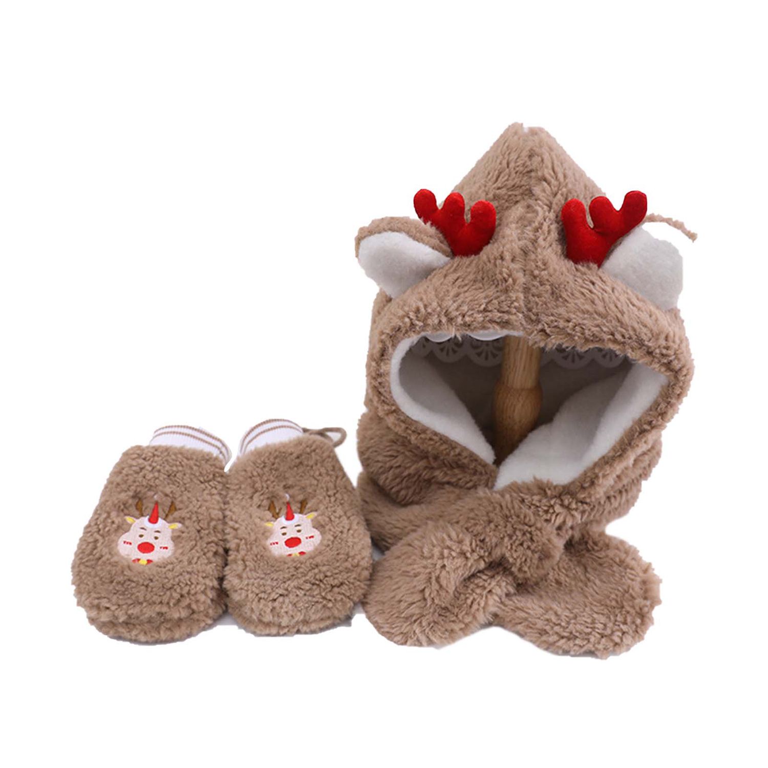 Baby Caen Set Easy to Clean Winter Children Hat Scarf Gloves Set