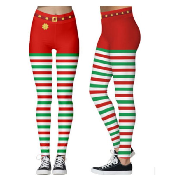 Christmas Digital Printed Yoga Pants High Waist Fitness Pants Women Nine Points Sports Pants