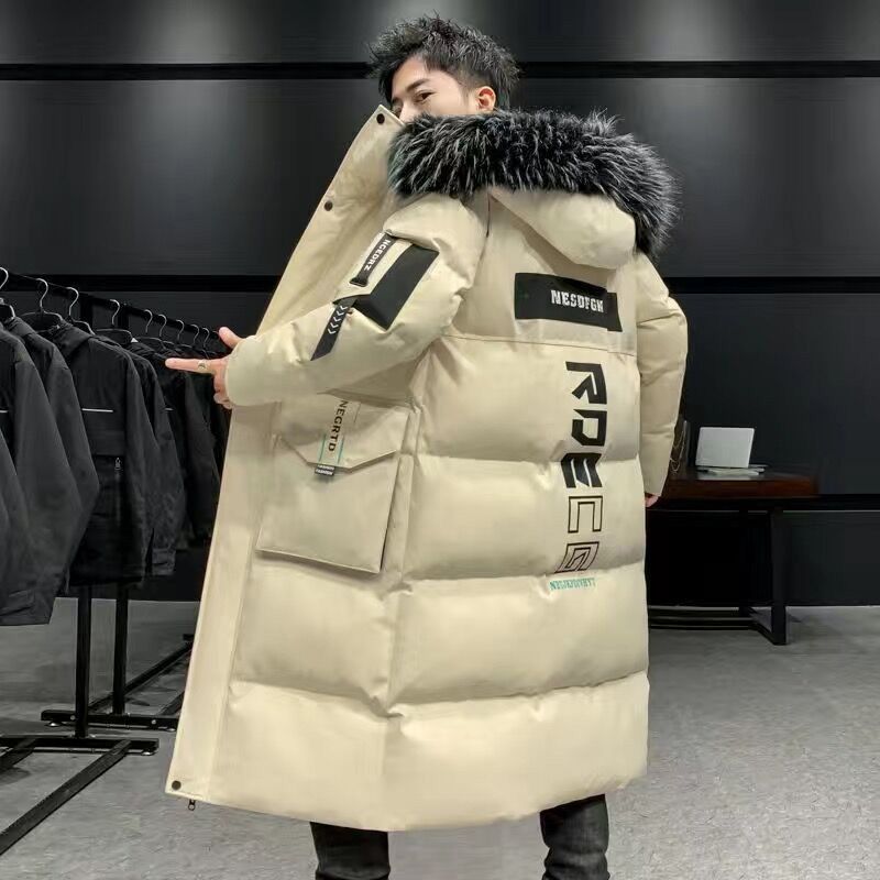 long parkas winter jacket men warm Windproof Casual Outerwear Padded Cotton Coat Big Pockets Parkas Men