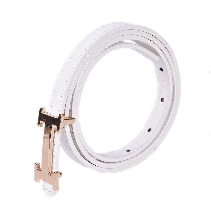 【ALLGOOD】Girl Snny Waist Belt Thin H Buckle Leather Narrow Waistband