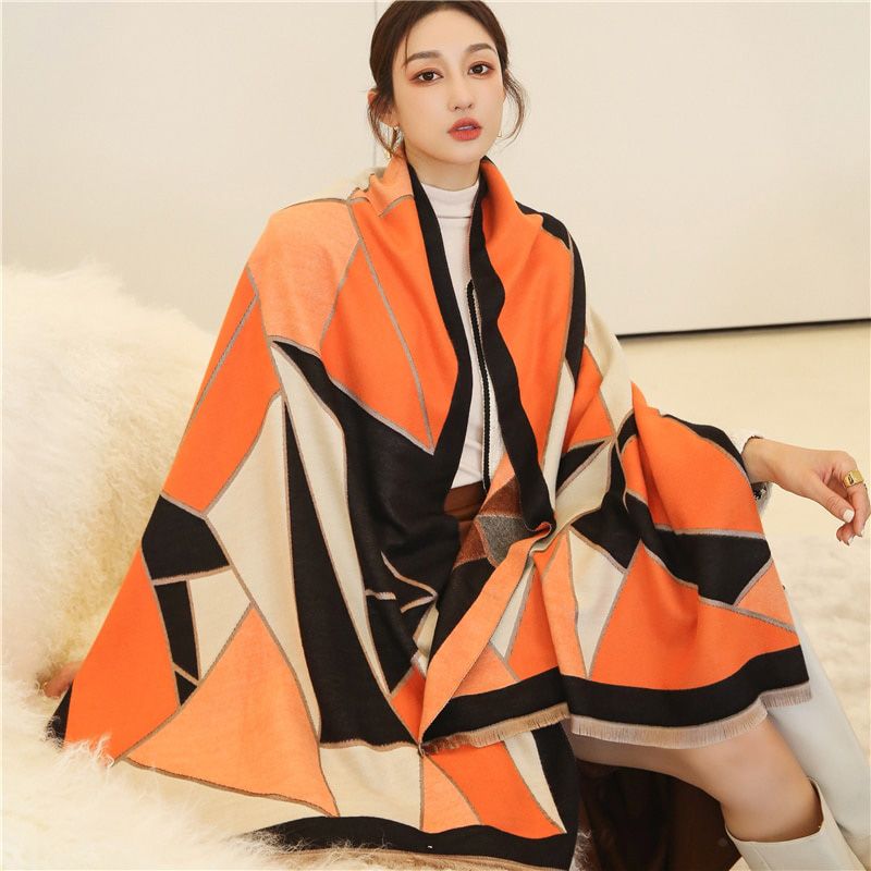 Fashion Winter Scarf Women Cashmere Warm Pashmina Foulard Lady Luxury Horse Scarves Thick Soft Bufanda Shawls Wraps 2021 New