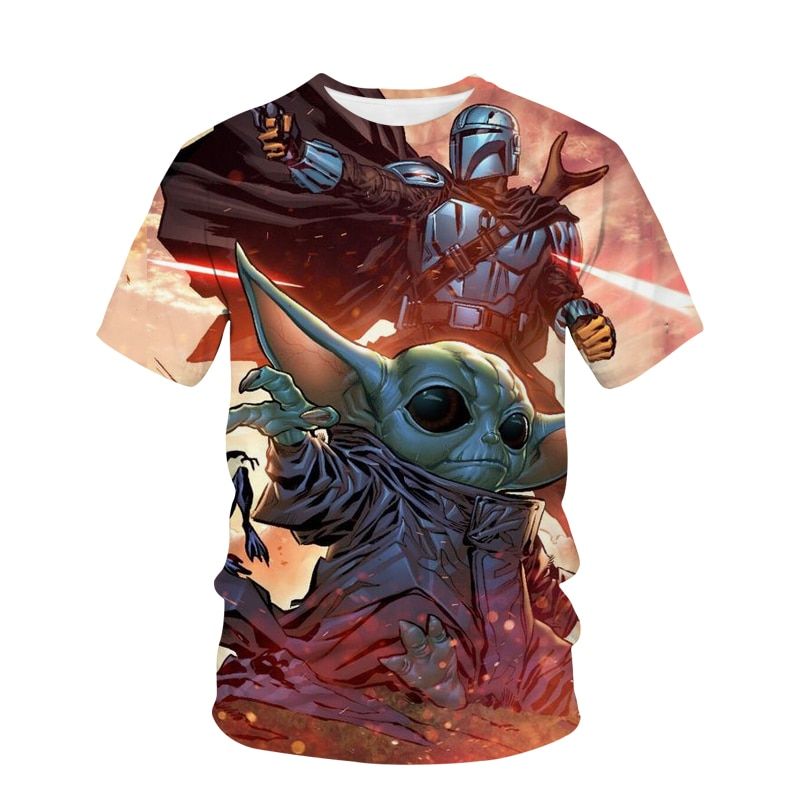 Marvel Movie Star wars Mandalorian Baby Yoda T Shirts Men Women Summer Short Sleeve Printed T-shirt Cool Harajuku Tops Tee