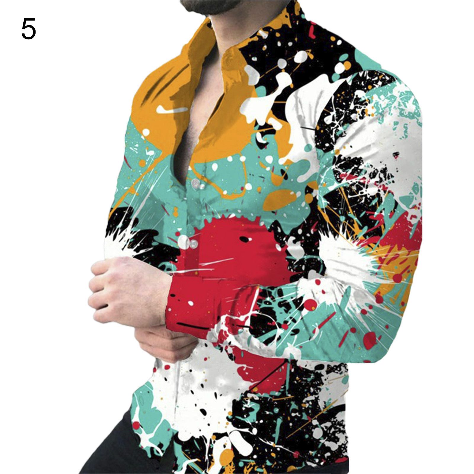 Men Shirt Lapel Long Sleeve Autumn Male Shirt