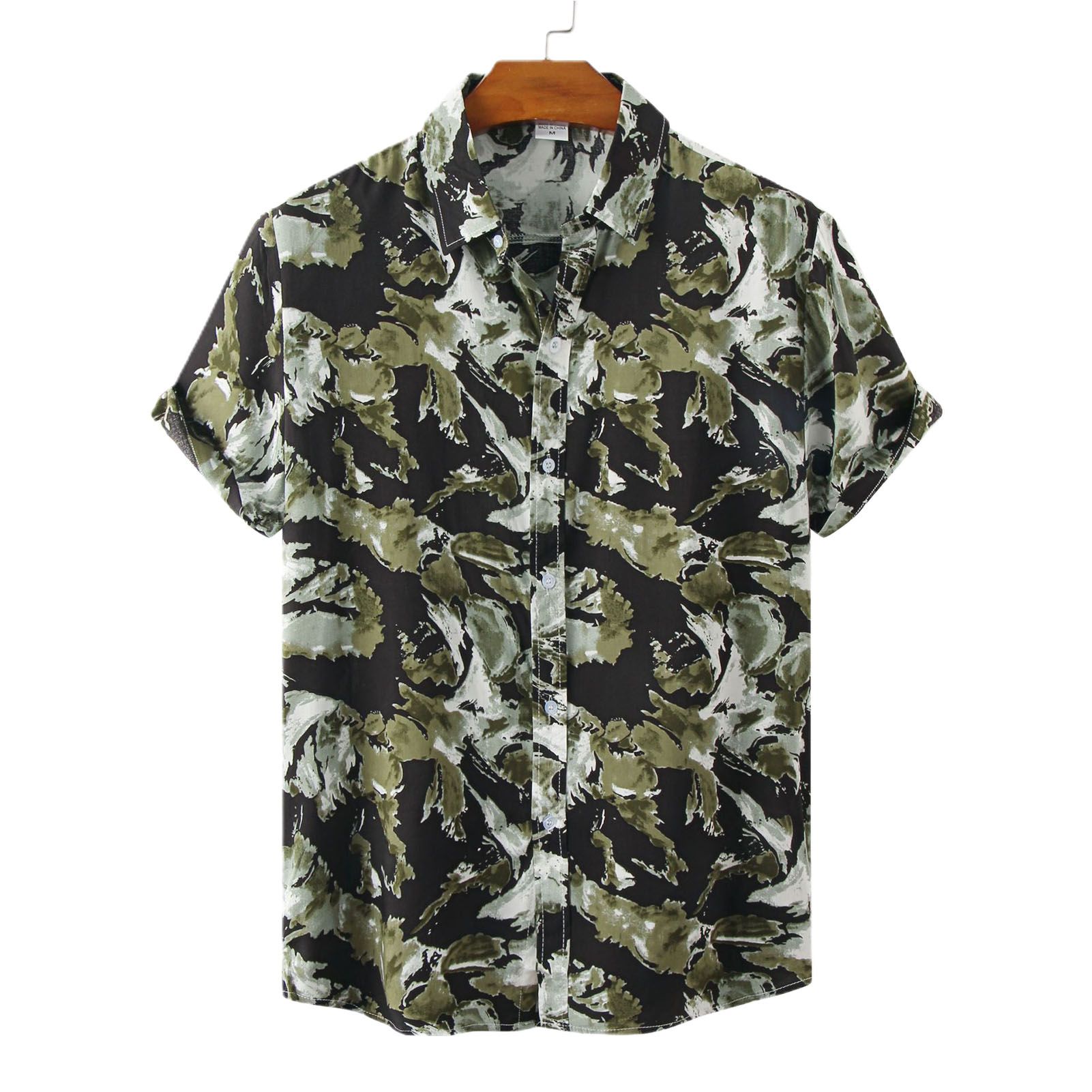 Summer Shirt Turn-down Collar Fashion Printing Summer Shirt