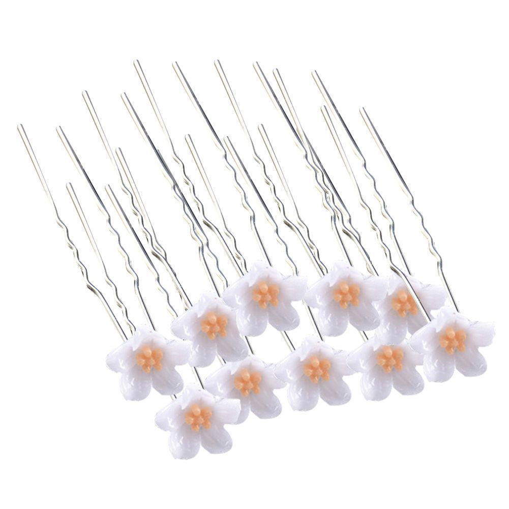 10Pcs Fashion Women Girls U Shaped Barrette Flower Hairpin Stick Bridal Headwear
