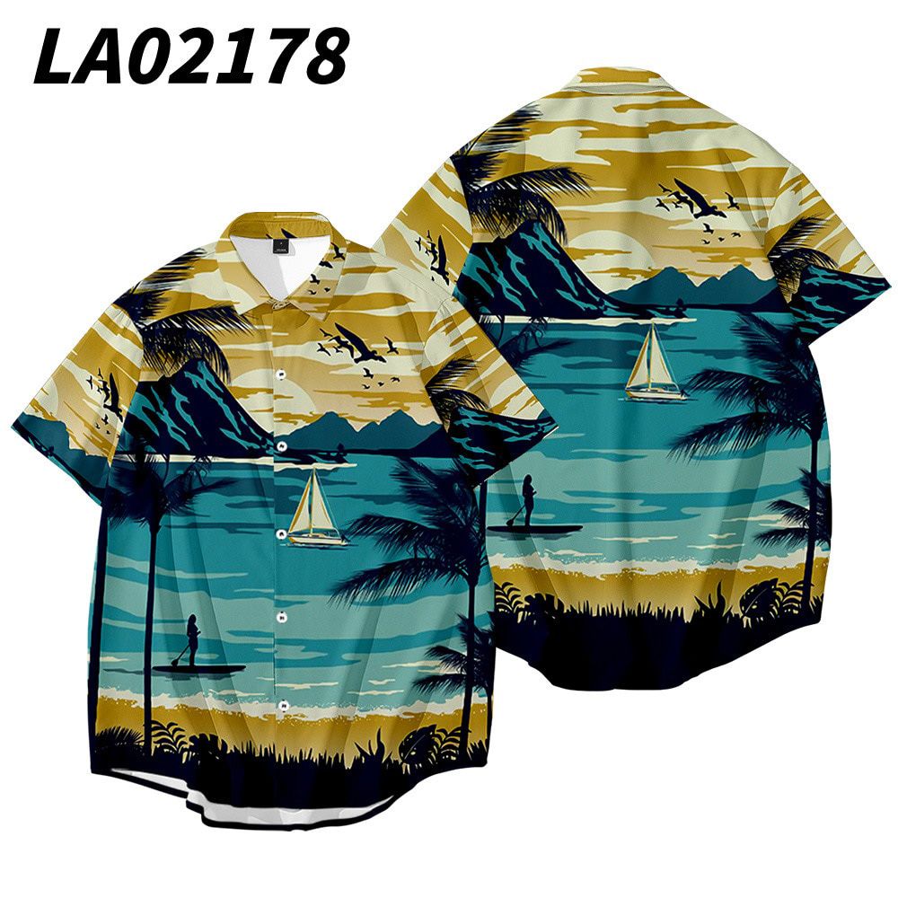Summer Cardigan Short-Sleeved Shirts Large Size Paintings Digital Printed Shirts Men's Shirts Casual Beach Shirts Plus Size 6XL