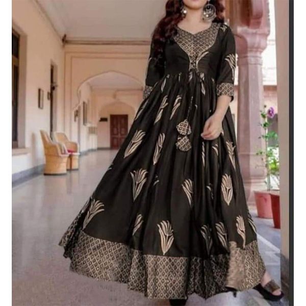 Linen Screen Print Long Kurti For Women - Tops For Girls Long Kurti