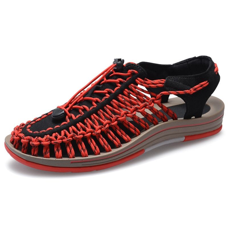 Men's Sandals 2021 New Summer Breathable Soft Flat Sandals Outdoor Beach Slip On Fashion Leisure Woven Footwear Men Casual Shoes