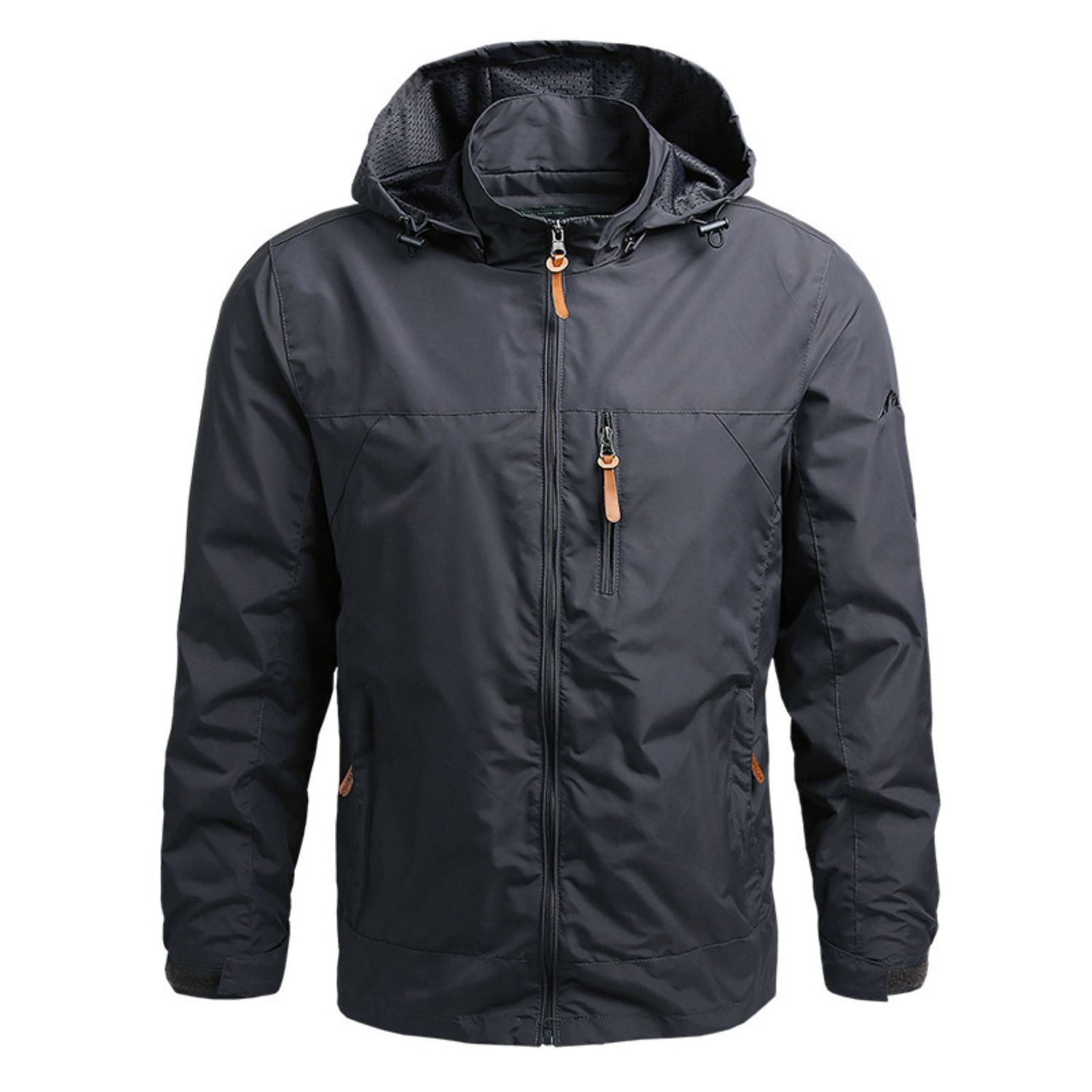 Men Coat Stand Collar Windproof Pockets Hoodie