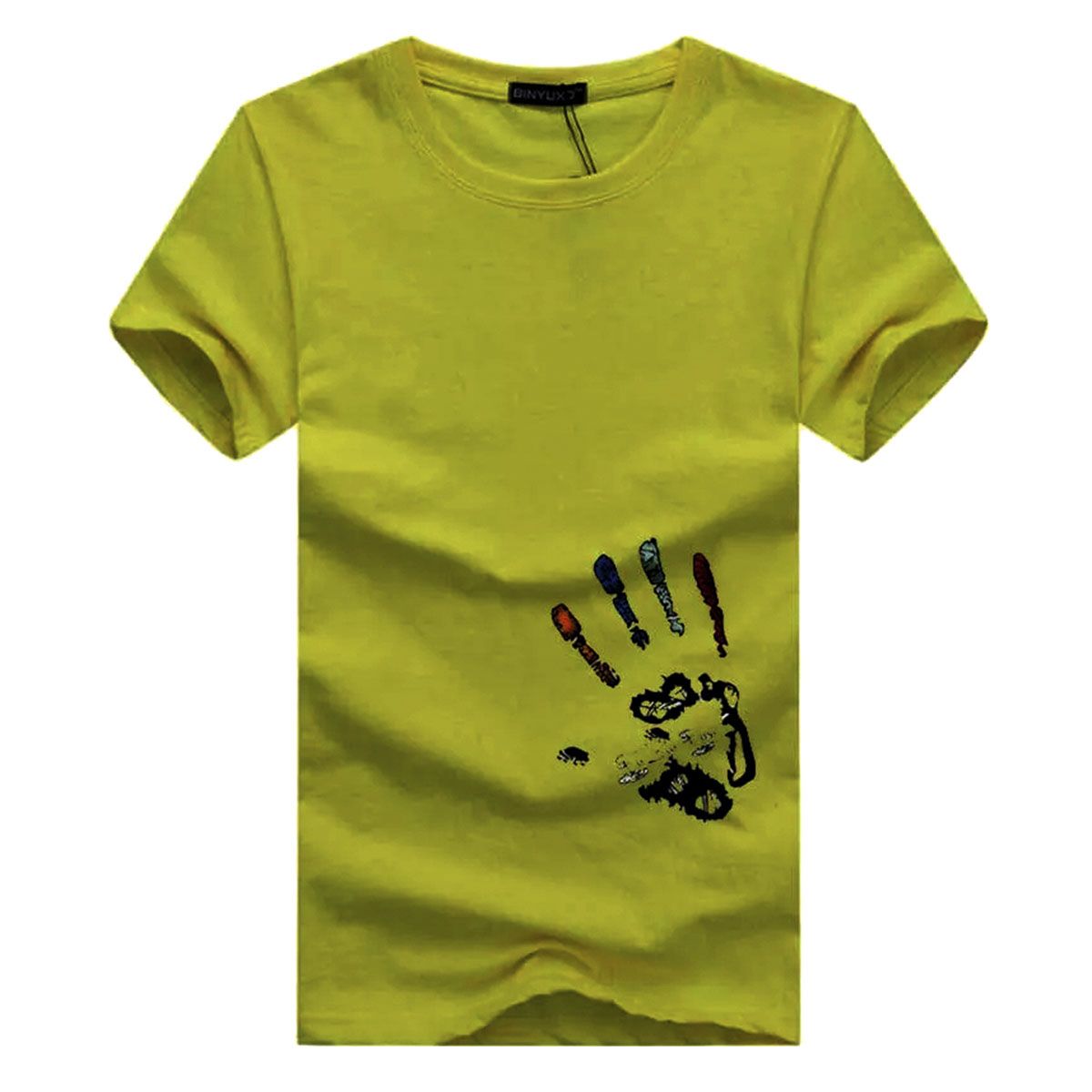 Yellow Cotton Half Sleeve T-Shirt For Men - Genji
