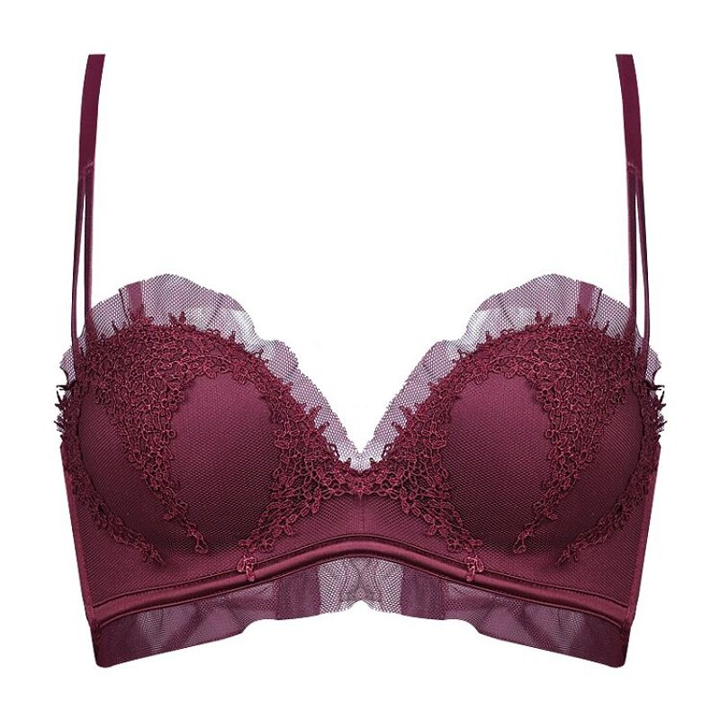 Underwear Woman Charming peach hearts Embroidery gauze  girl Ring-free gathering Seamless air permeability Bras