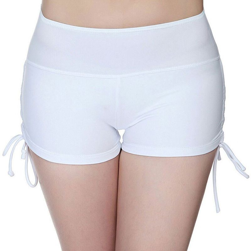 Womens Quick-dry Breathable Yoga Shorts Sports Fitness Running Shorts Casual Summer Swimming Beach Shorts with Drawstring