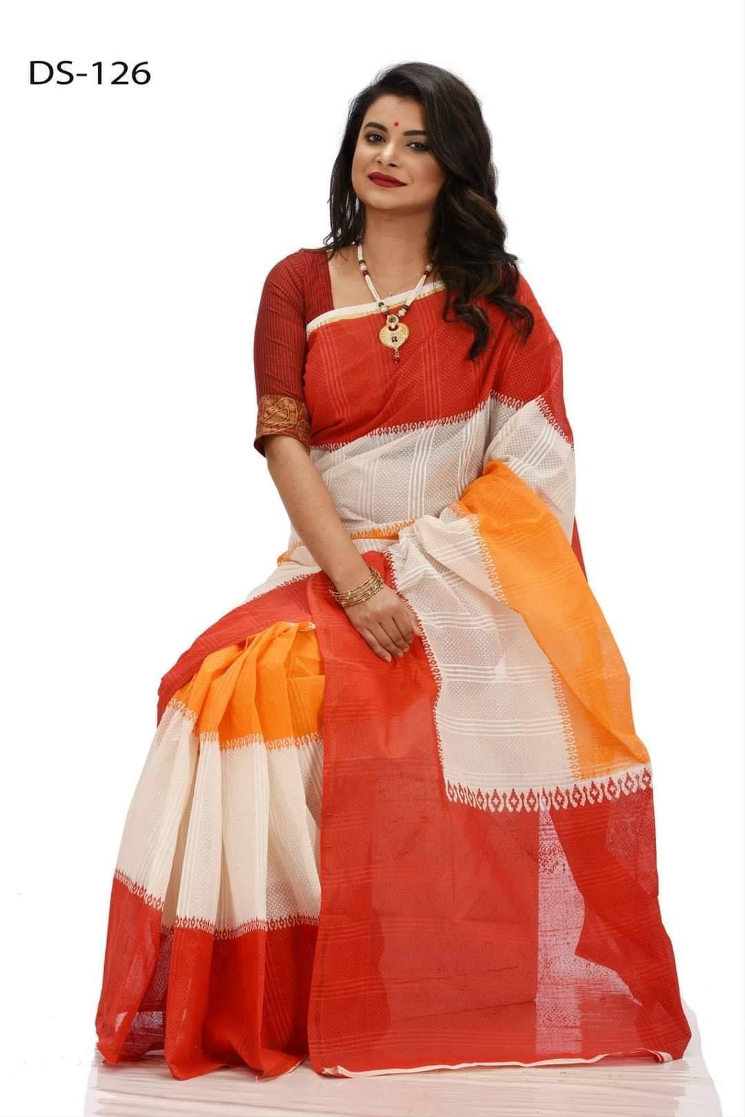 New Design Multi color 12 Hand Long Cotton  for Women with Blouse Piece