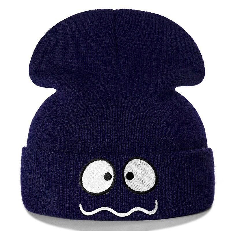 New Unisex Cartoon Emoticons Embroidery Beanie Casual Winter Hats For Men Women Fashion Warm Knitted Hat