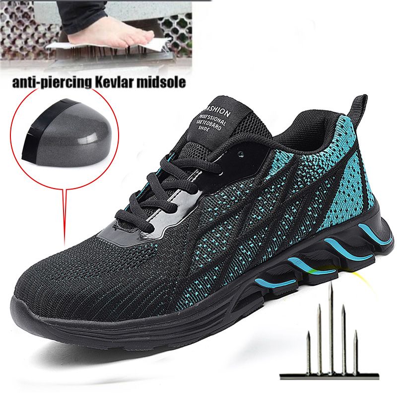 Supermant Work Shoes Men's Steel Toe Safety Shoes Construction Protective Lightweight Shockproof Boots Hook&loop Sneakers Safety