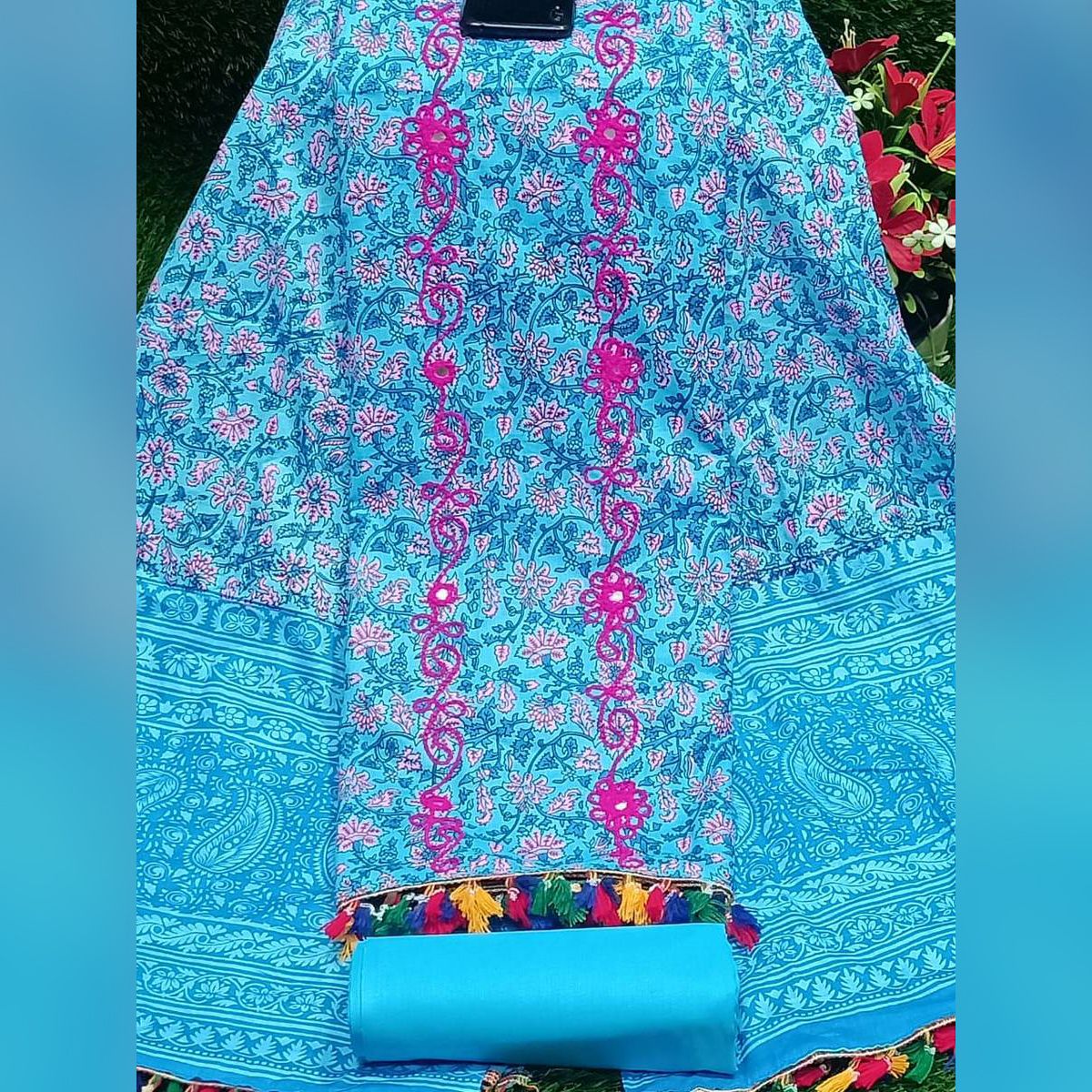 Unstitched  Cotton NEW EXCLUSHUVE EID COLLECTION 100% high QUALITIEY deshi sute  Printed Exclusive, Fashionable and Comfortable Three Piece for Women