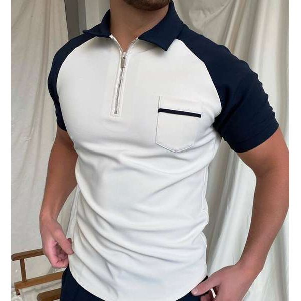Men's Personality Printed Polo Shirts Zipper Lapel Collar T-shirt Summer Fashion Short Sleeves Men Casual Tops