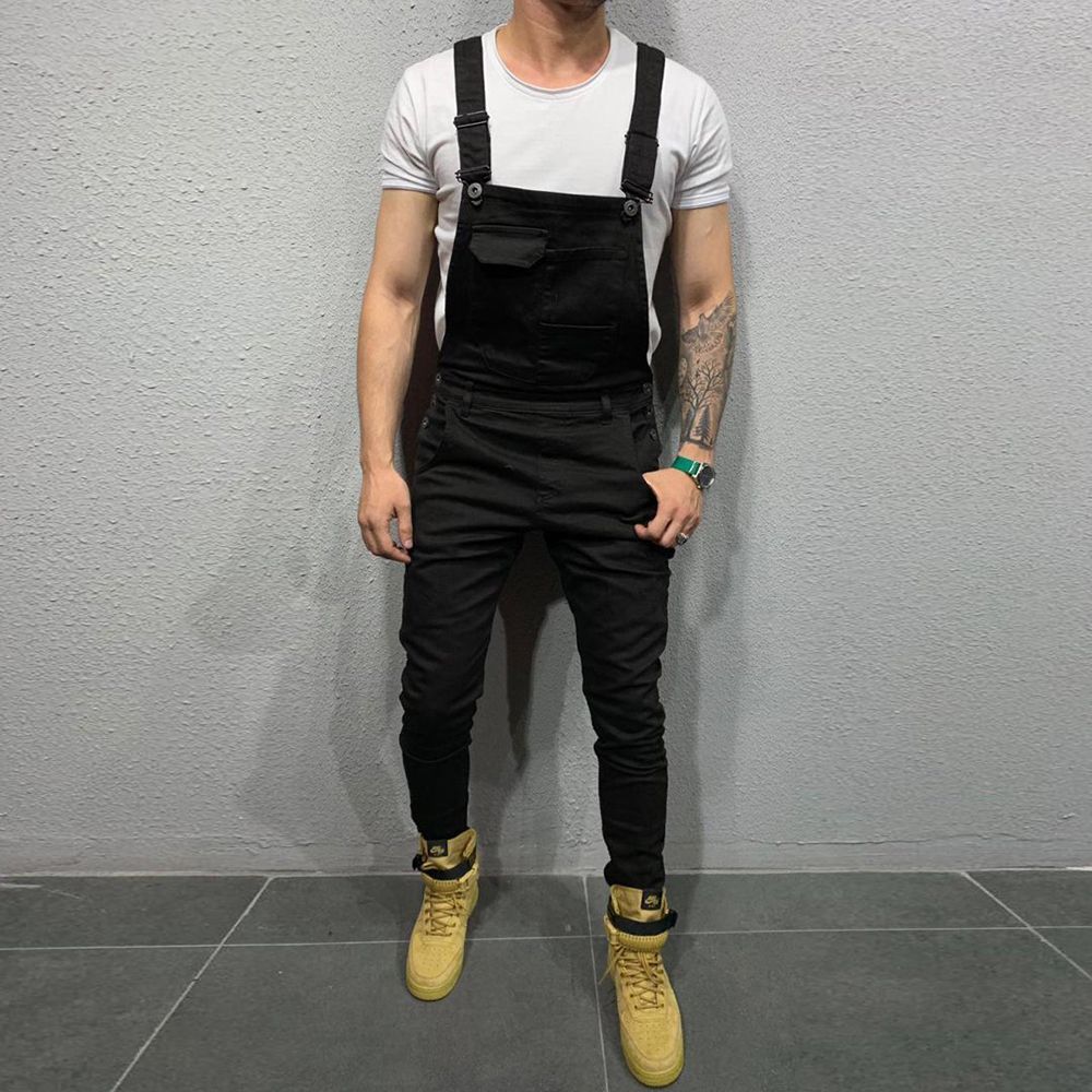 Jumpsuits Overalls Men Bib Jeans Denim Suspender Romper Trousers New Men Casual Pockets Slim Skinny Overall Cargo Pants