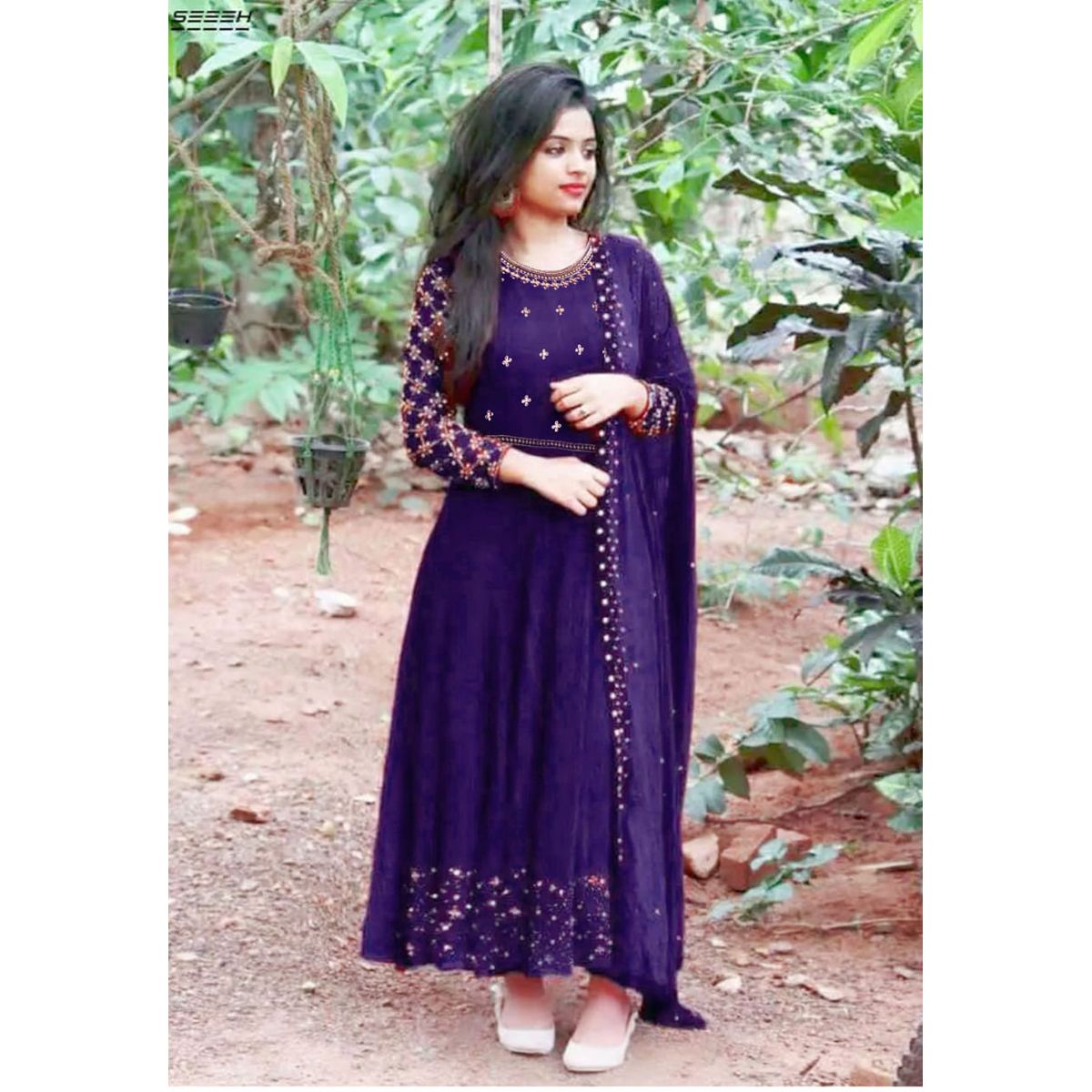 Unstitched Georgette embroidery work Exclusive Designer Salwar Kameez Three Piece For women - Dress For Girls