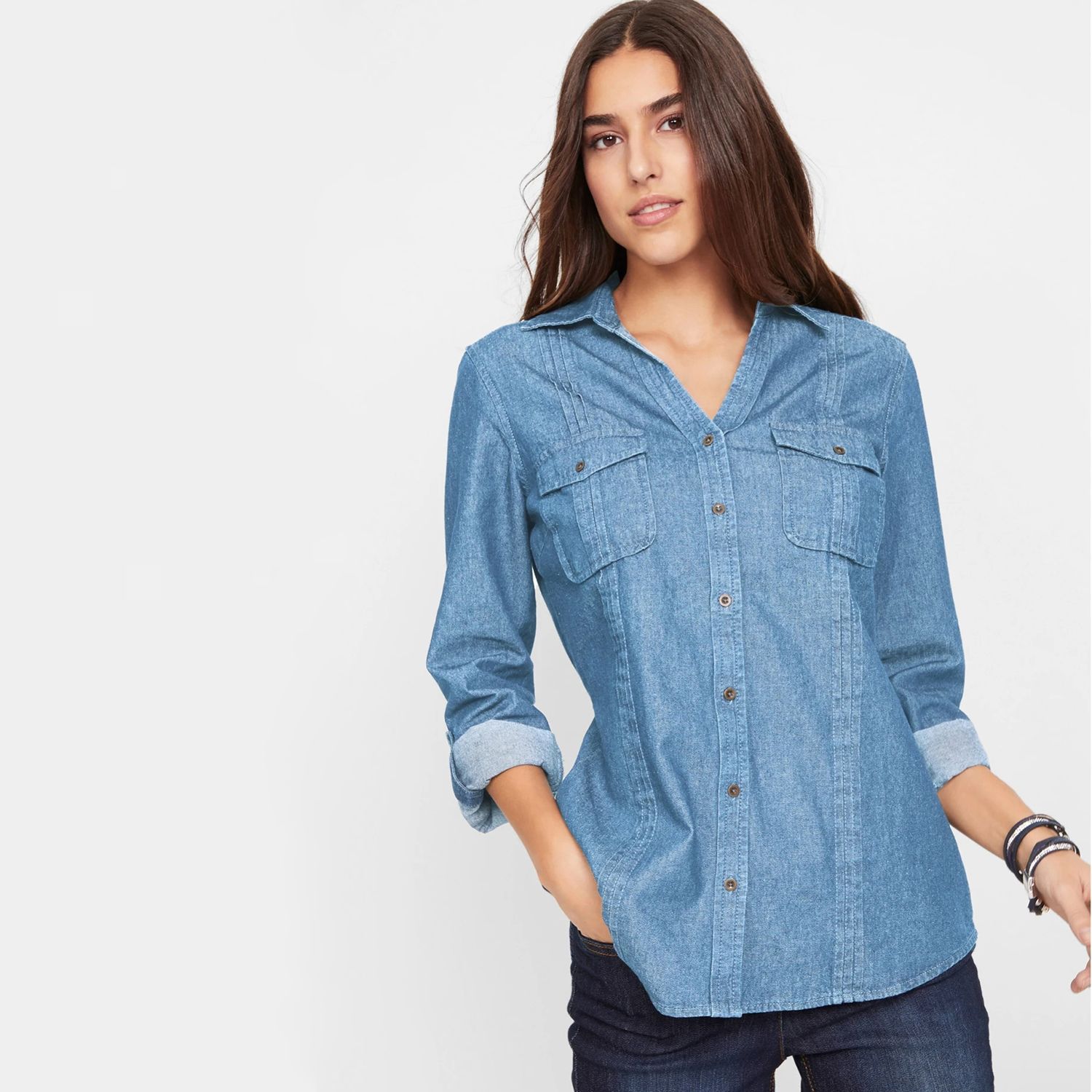 Blue Long Sleeve Denim Shirt for Women (BLU/LBLU/ JNBNR/CT-11) - Blouse For Women