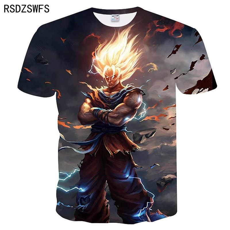 Cartoon Harajuku T-shirt Men's Fashion Casual 3d Printing Goku Anime Children's Short Sleeve Top