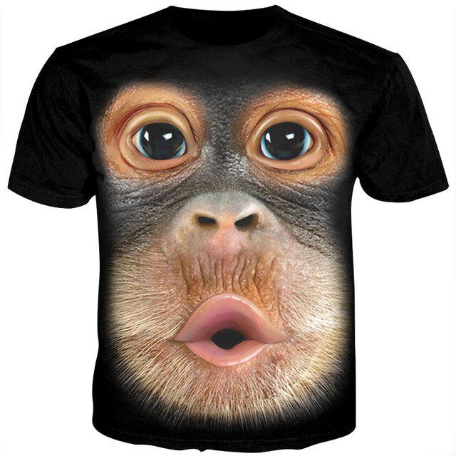 Cloudstyle 3D Animal Tshirt Male Funny Monkey Gorilla Tee Shirt Unisex Short Sleeve Harajuku T Shirt Men Summer Tops