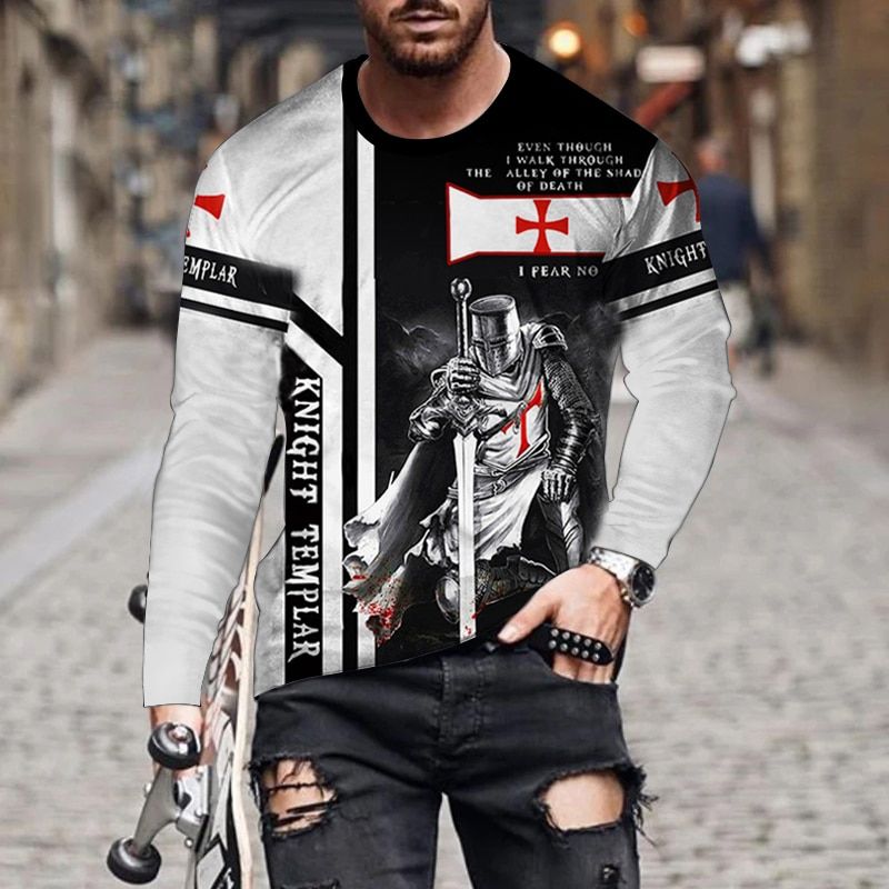 Men'sT-shirt Leisure Sports 3D Digital Printing TEE Male Street Trend Dark Style Long Sleeve Tops