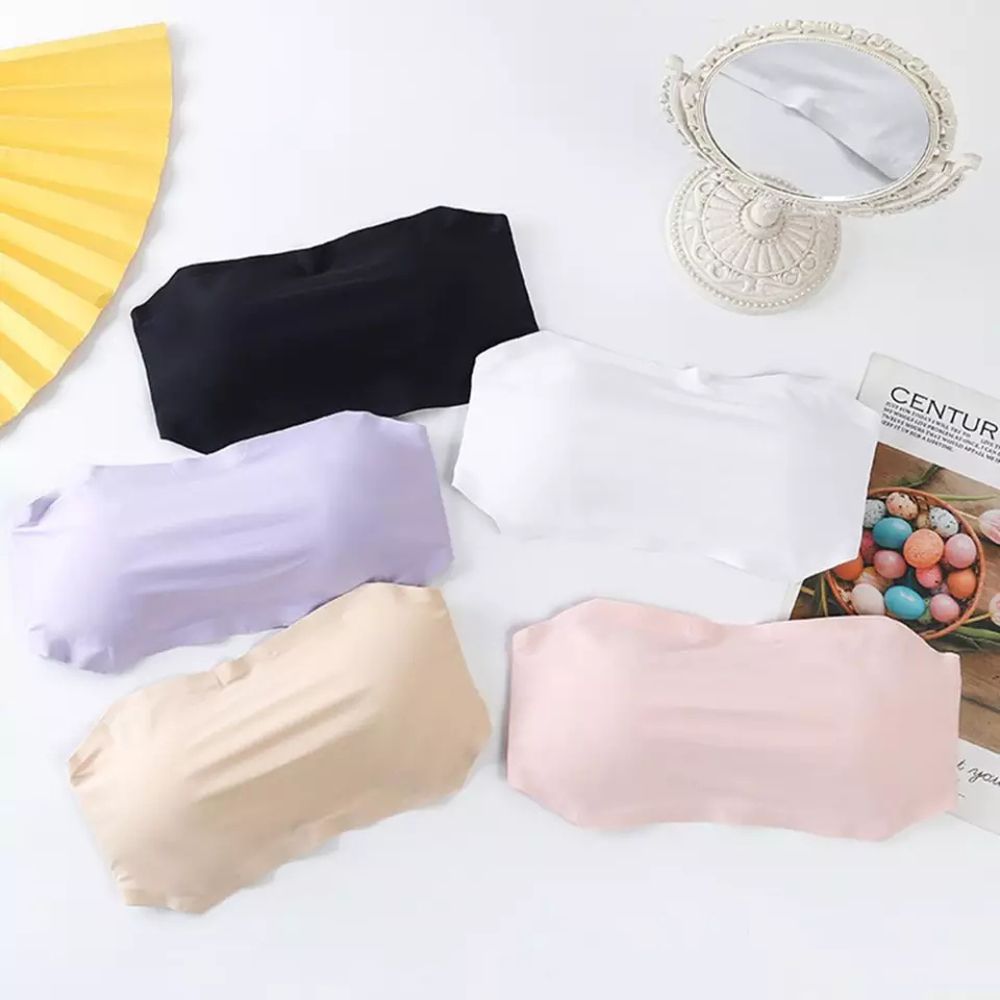 Ice silk strapless padded bra
