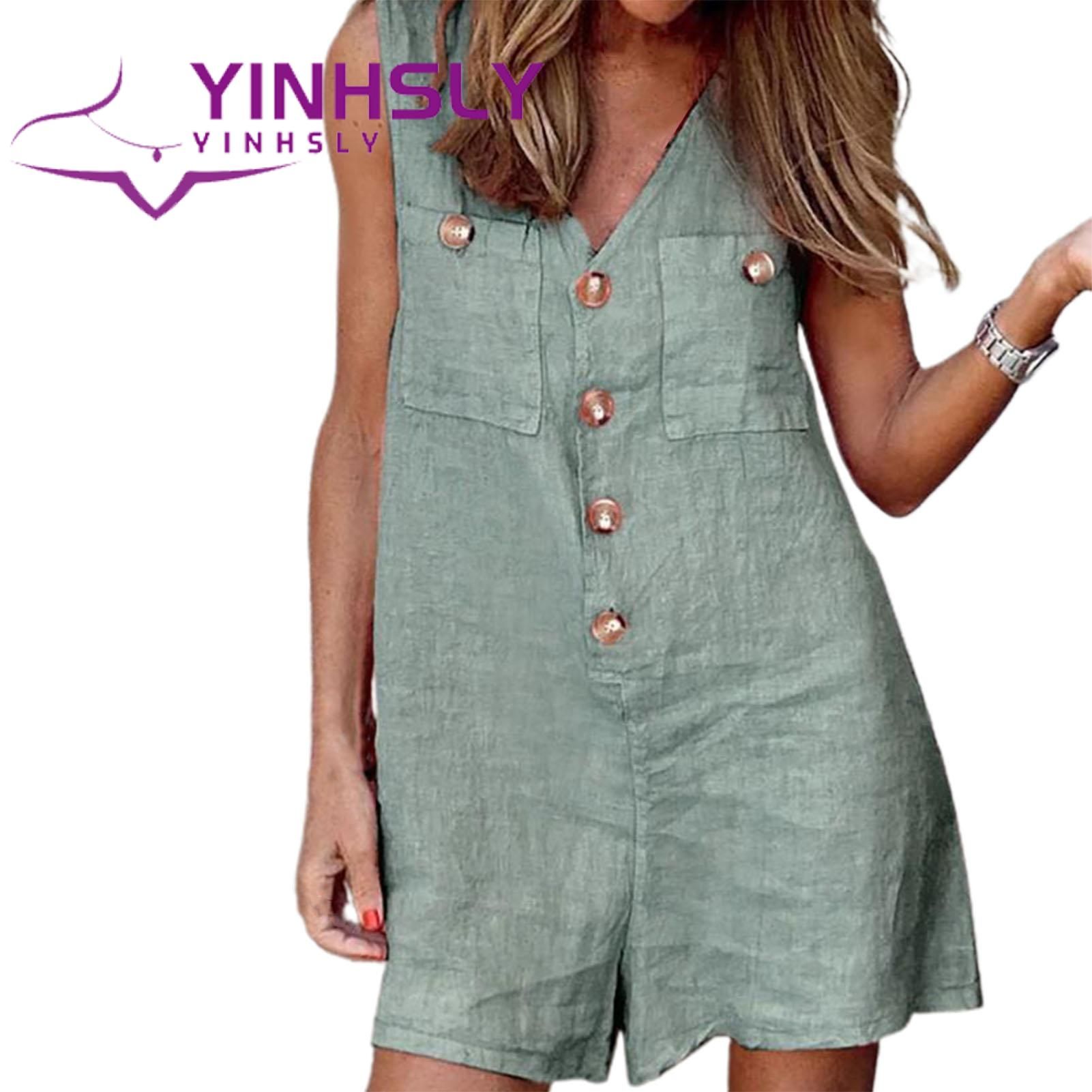 Casual Playsuit Cool Solid Color Sleeveless Loose Jumpsuit