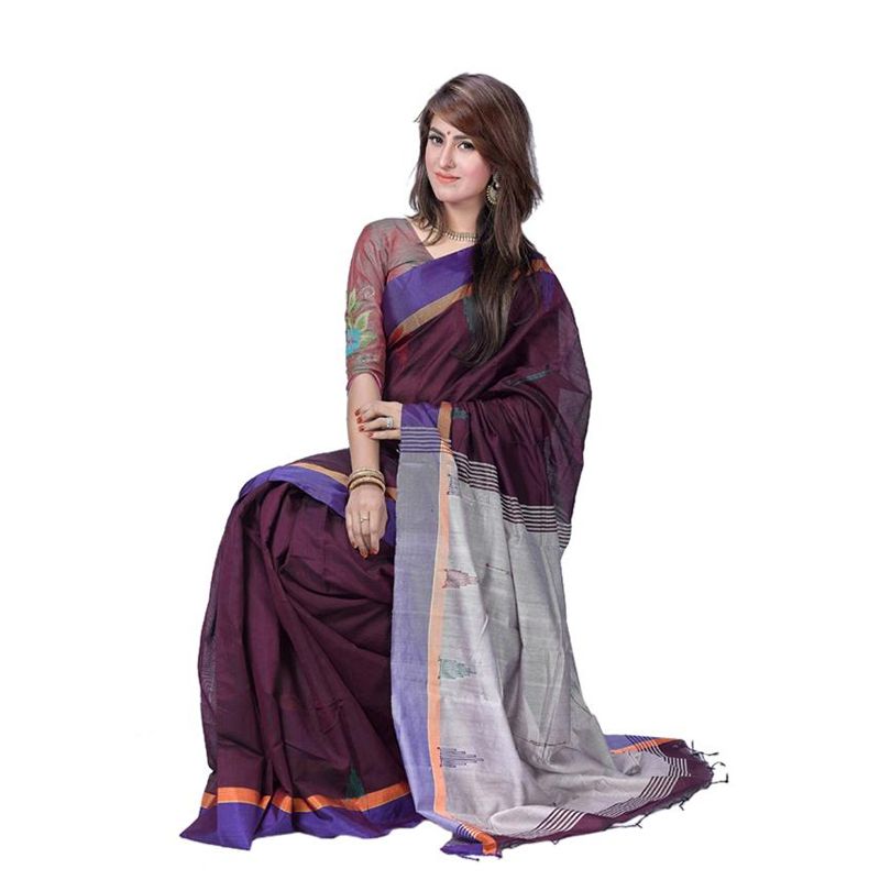 Dark  Maroon  Silk  Saree  for  Women
