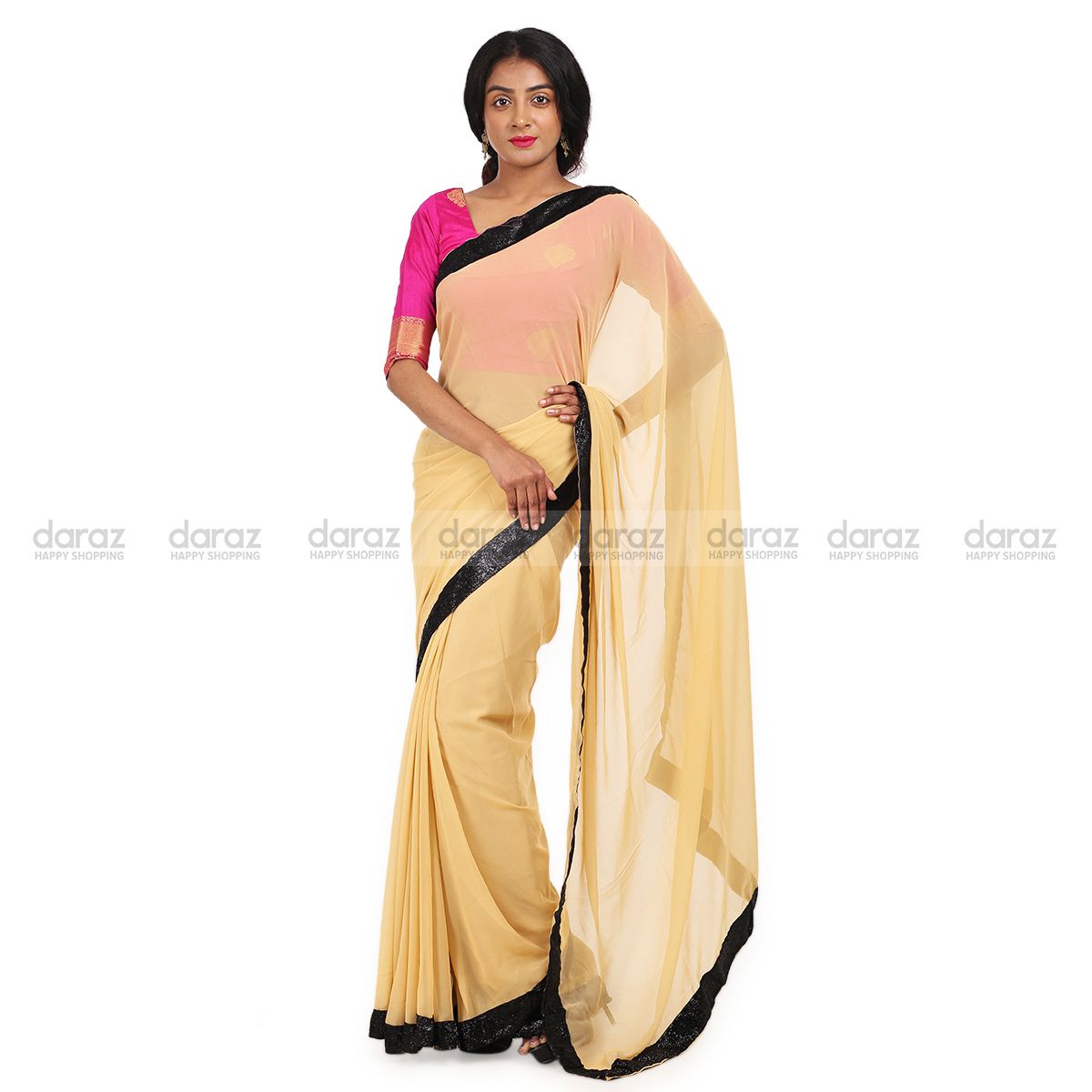 Lace Fitted Weightless Georgette Sharee With Runing Blouse Piece For Women’s By Lootbox