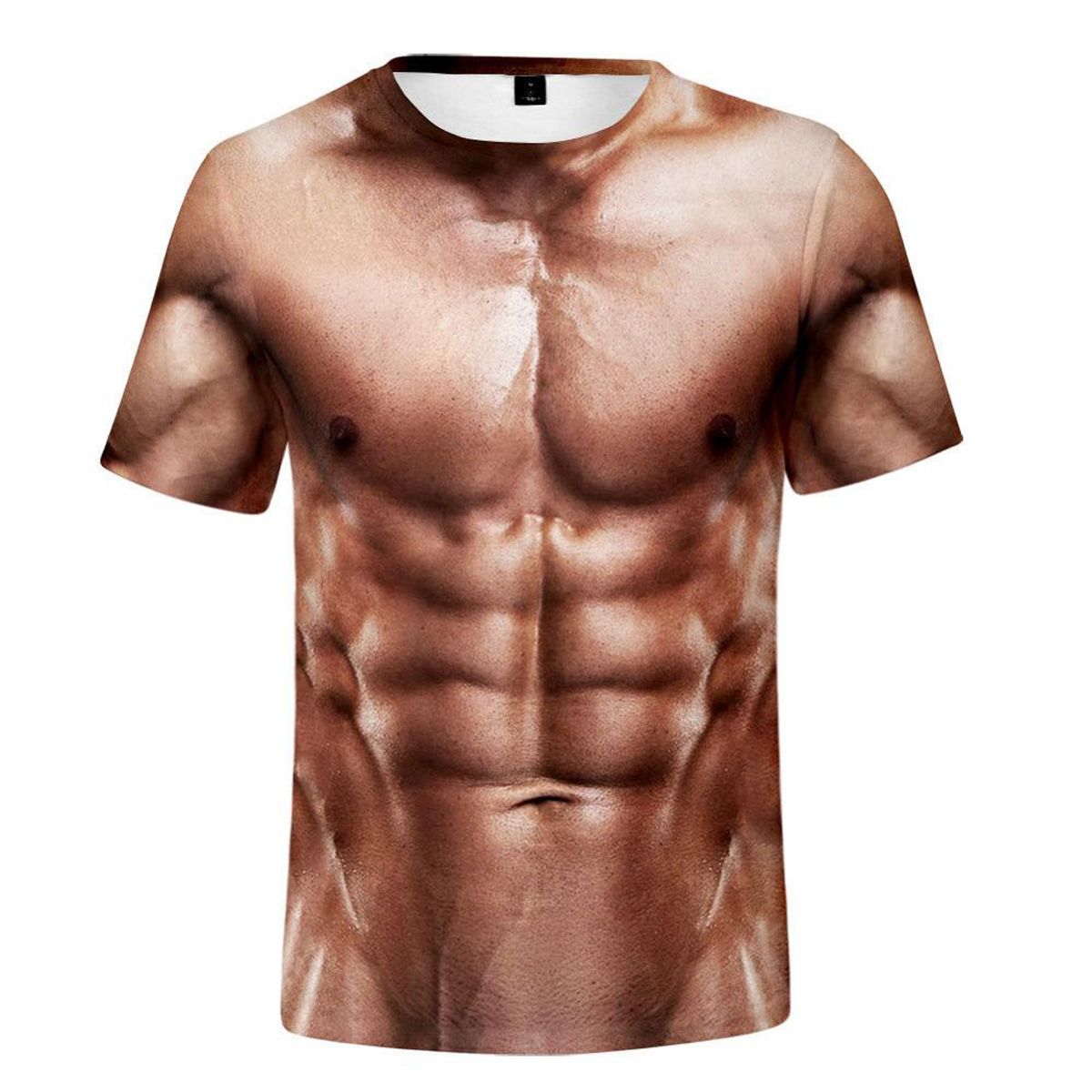 men's T-shirt T-shirt fitness muscle short sleeve 3D printing men's T-shirt fashion cool casual T-shirt