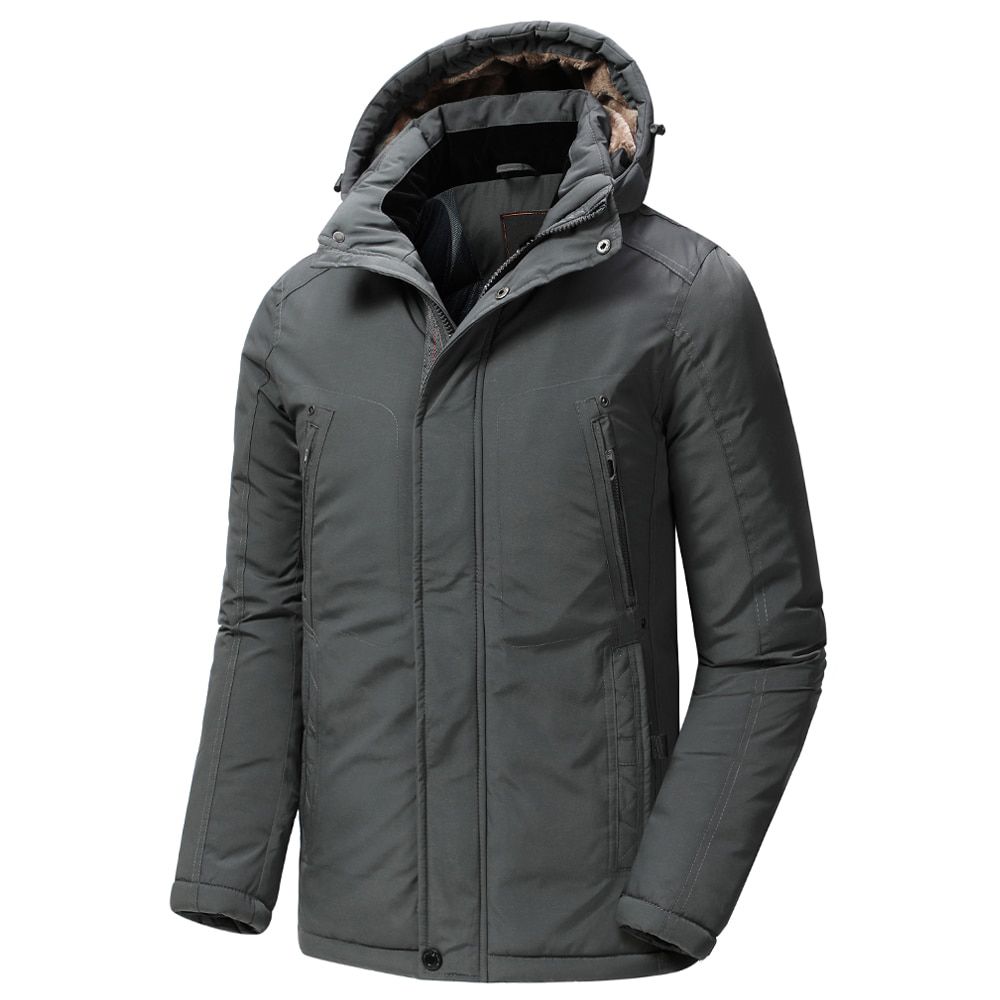Men Winter Long Casual Thick Fleece Hooded Waterproof Parkas Jacket Coat Men Outwear Fashion Pockets Parka Jacket 46-58