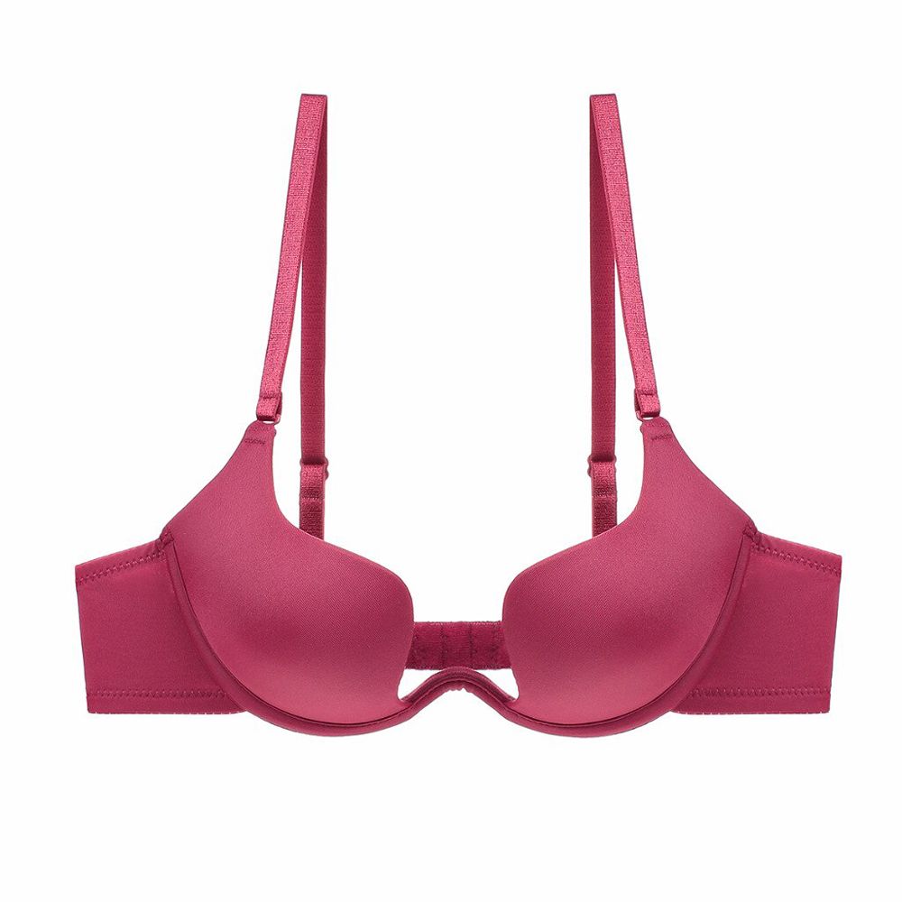 Fatimu  Deep U Lingerie Backless Bra Ultra-low-cut Underwear Brassiere Push Up Bras For Women Seamless One Piece Gather Bras