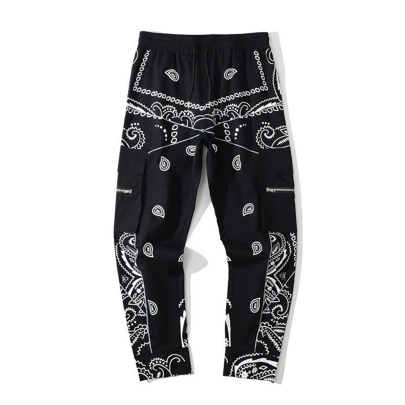 Bandana Pattern Printing Cargo Pants Men Elastic waist Joggers Pant Fashion Streetwear Dancing Trousers WQ563