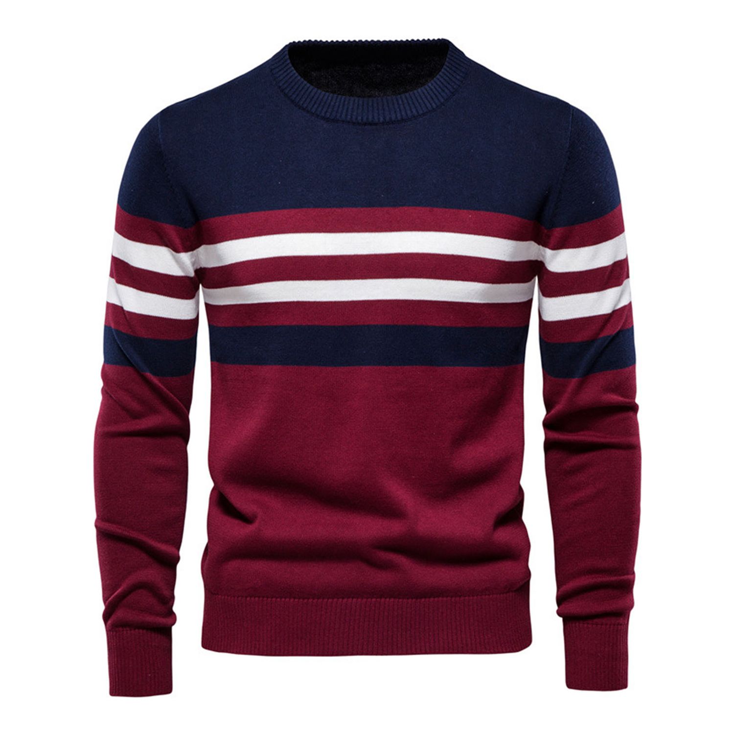 Autumn Sweater Contrast Colors Casual Men Sweater