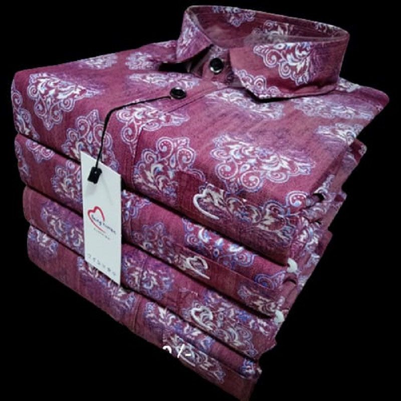 Red Color Casual Long Sleeve Shirt for Men
