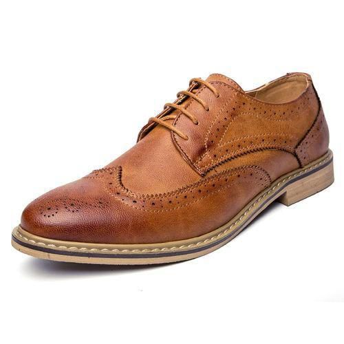 Retro Bullock Casual Oxfords Shoes Men Carving Flower Formal Brogue Shoes