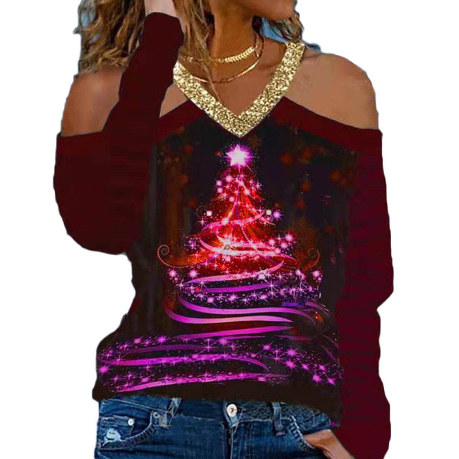 Christmas Blouse Bright Holiday New Year Shirt