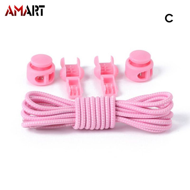 Color Elastic Shoelaces with Round Spring Clasp Cuttable Non Tie Shoe Laces Fashion Accessories