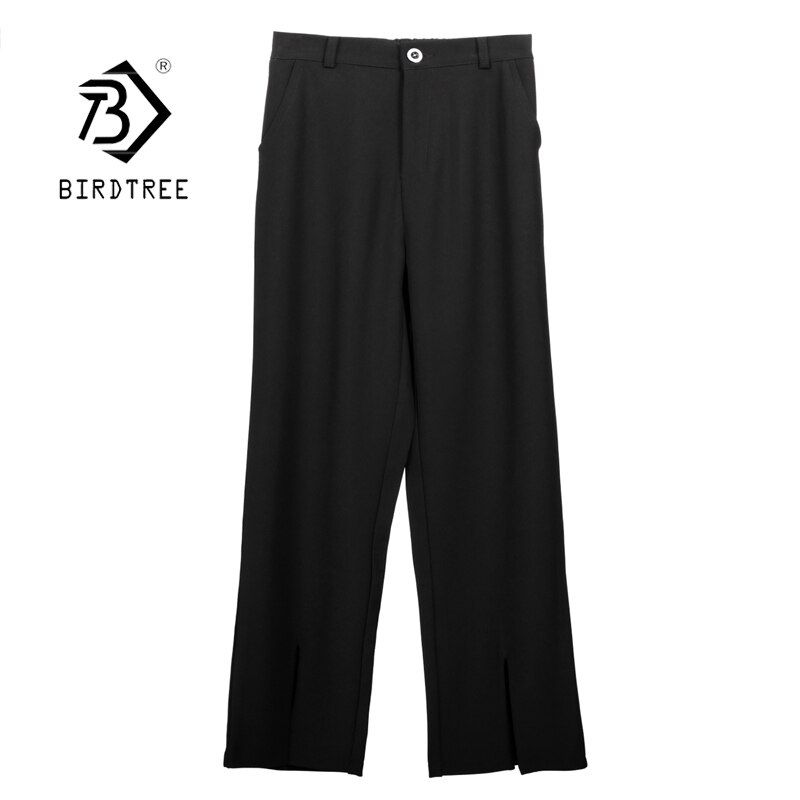 Spring Office Lady Elegant Casual Fashion High Waist Wide Leg Black Pants Full Length Pant Woman s B83813F
