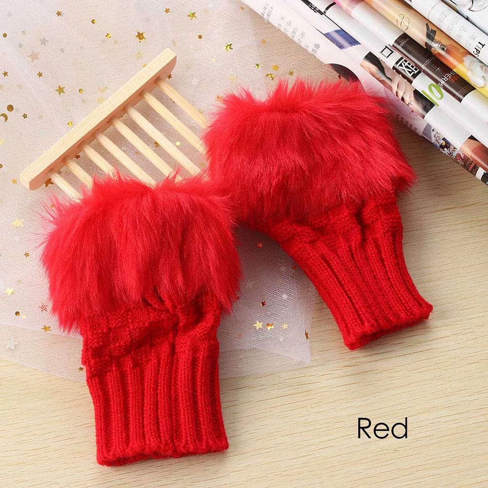 One Pair Knitted Fingerless Gloves for Women