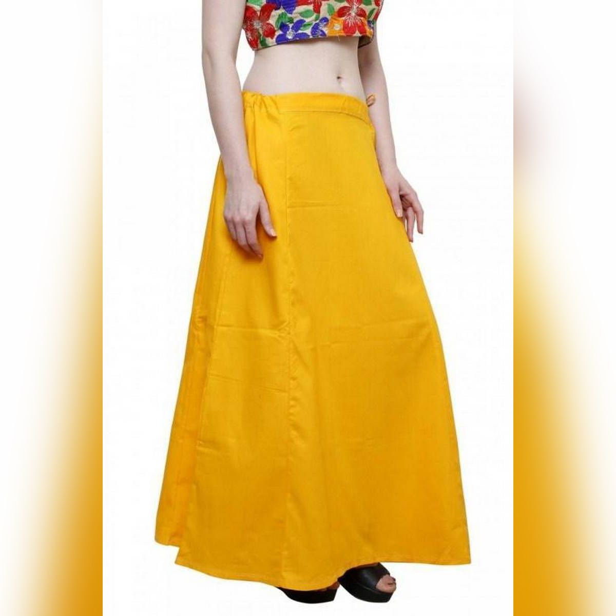 Yellow Saree Petticoat  Best Qualityfull Good Stitching For Women (Cotton)