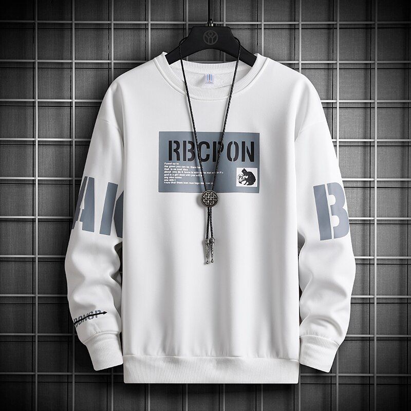 Autumn Men Hoodie Fashion Mens Long Sleeve Sweatshirt  Hop Printed Letter Male Fall Casual Loose We O-Neck Pullover