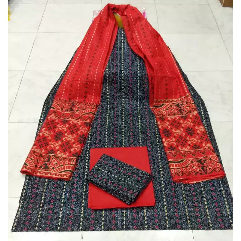 New Gorgeous Unstitched Cotton Screen Printed Salwar Kameez for Women