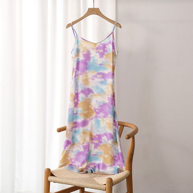 Fashion Women's Dress Summer Spaghetti Satin Long Party Woman Sundress Midi Robe Female Clothing Plus Size S-4XL M30262