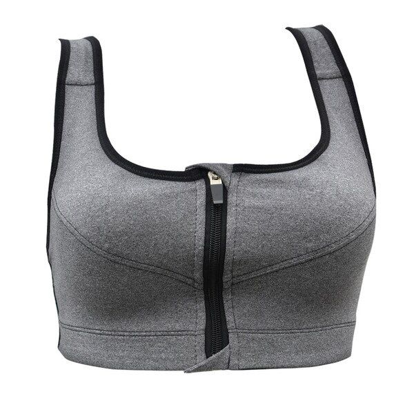 GUMPRUN Fitness Push Up Sports Bra Women Gym Running Padded Tank Top Athletic Vest Underwear Shockproof Zipper Sport Bra